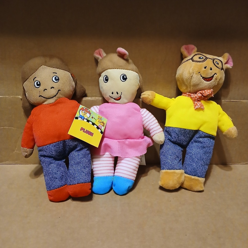Arthur DW Francine Frensky Stuffed Animal Toy Set PBS Kids Cartoon Plush 9in